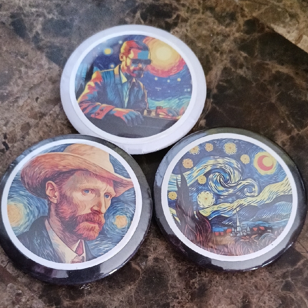 Artistic Button Set with Van Gogh Designs - Picture 1 of 5